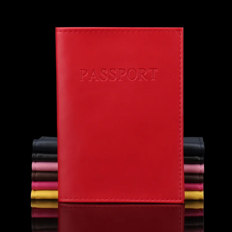 Solid Color Genuine leather multiple passport cover cases passport
