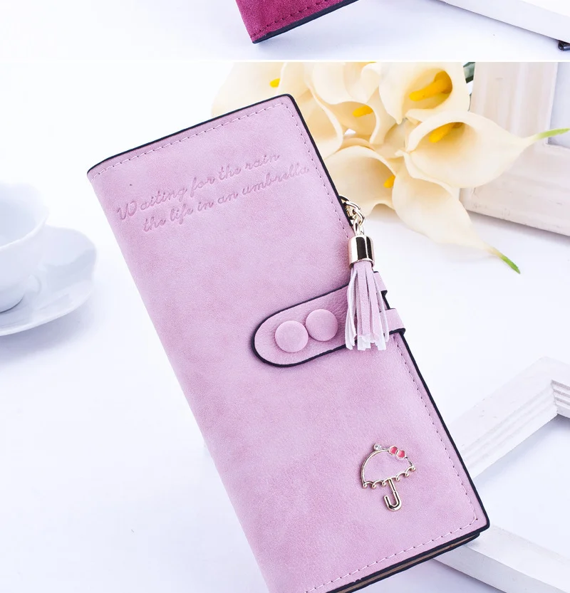 Роскошный брендовый дизайнерский длинный Засов женский клатч-кошелек кожаный кошелек с кисточками на молнии с держателем для карт зонтика Кошелек для монет