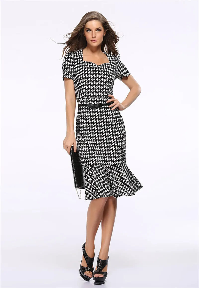 Fishtail Business Dress 2019 Pencil Bodycon Evening Party Dress Women Career Female Peplum Work Dress Vestidos Plus size S-XXXL (2)