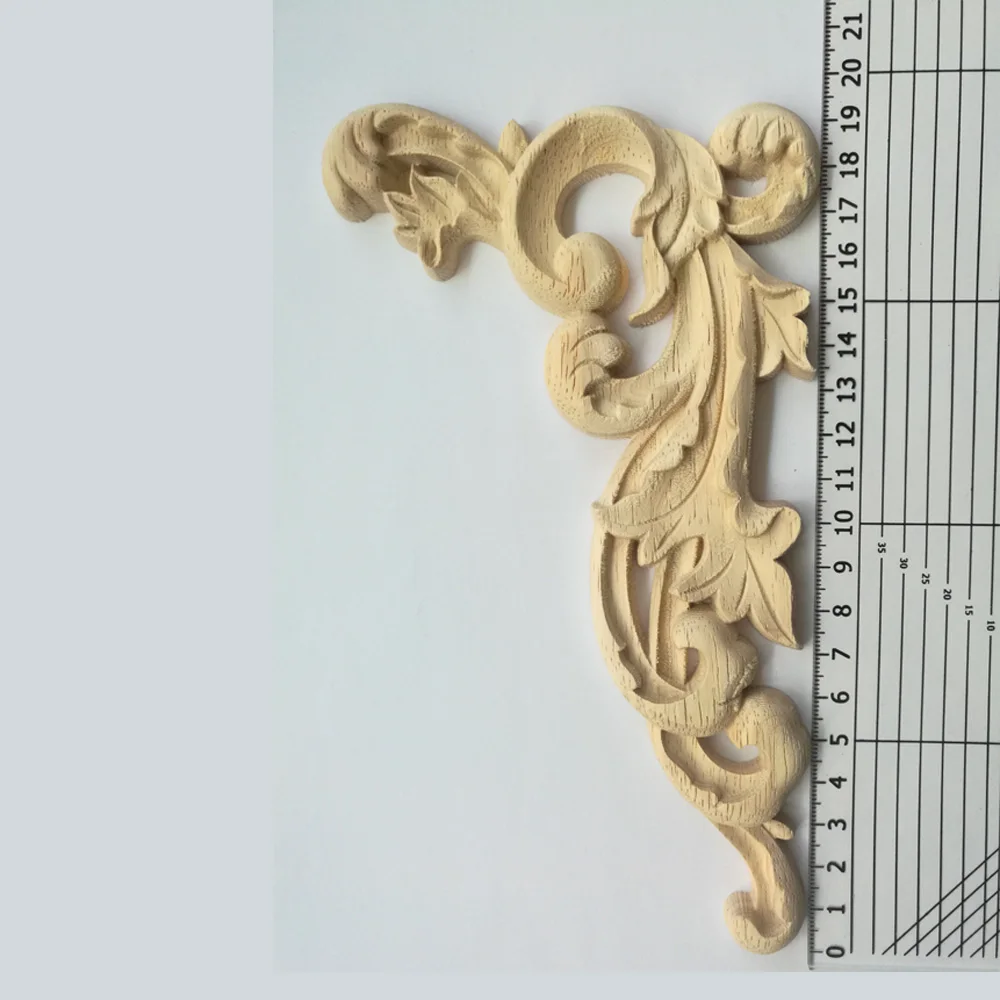 1PC Wood Carving Decal Corner Applique Vintage WoodCarved Corner Onlay