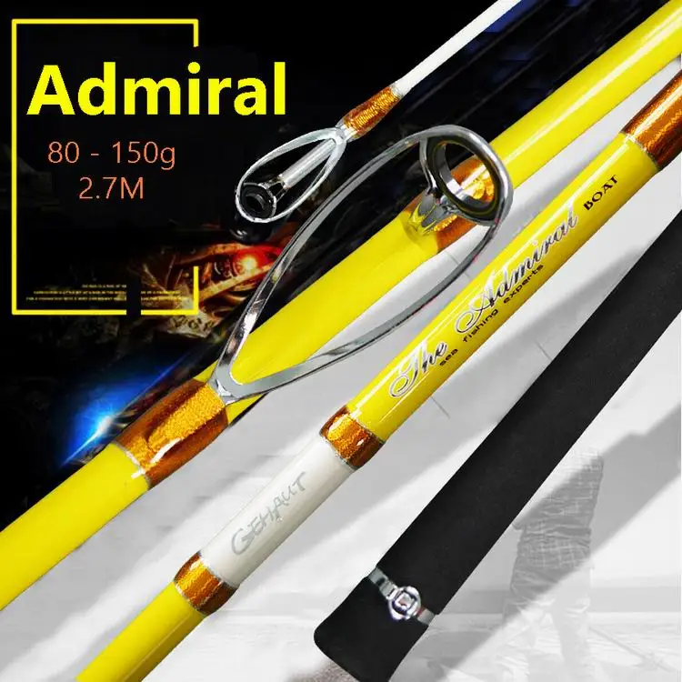 GEHAUT Brand 2.1M,2.4M,2.7M The Admiral Superhard Powerful Slow Jigging Carbon Fiber Ocean Boat Fishing Rod Bait Weight 100-450g