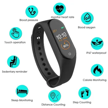 

Fitness Tracker M4 Waterproof IP67 Blood Pressure Smart Bracelet Bluetooth Call Reminder Sport Wristband for iOS Android