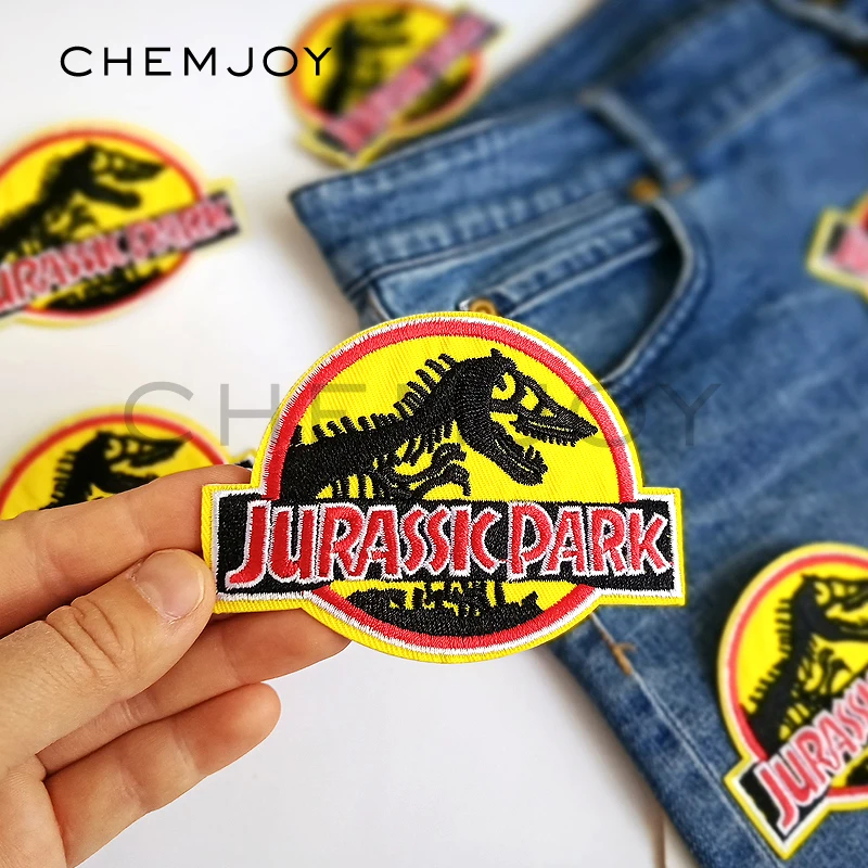 

Jurassic World Patch Iron On Embroidered Jurassic Park Applique for Clothing Sew on Dinosaur Biker Patch Clothes Stickers Badges
