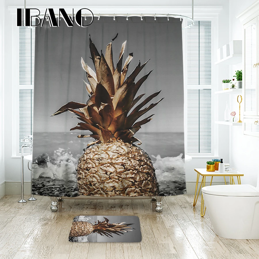 

IBANO Pineapple 3D Shower Curtain Waterproof Polyester Fabric Bath Curtain For The Bathroom Decoration