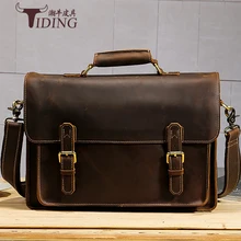 Мужские винтажные сумки из коровьей кожи, новинка, деловая Мужская Повседневная модная одежда, брендовые портфели, коричневая натуральная кожа, 15 дюймов, сумка для ноутбука