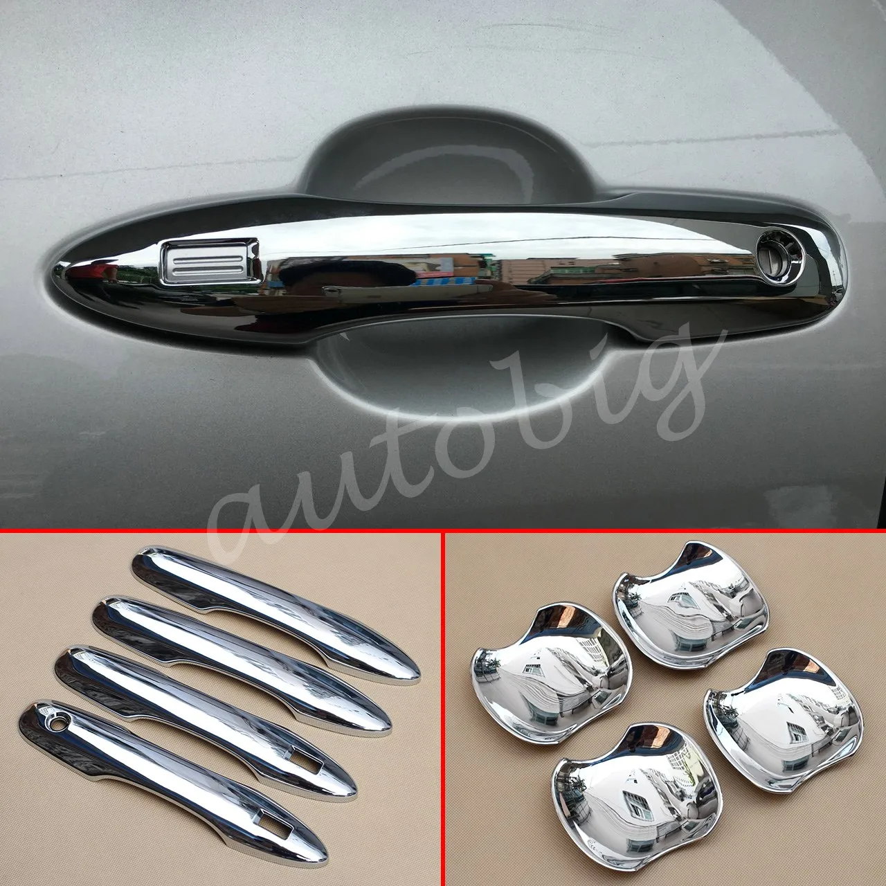 

(Set Of 8 ) Chrome Side Door Handle Cup Bowl Cover Kit For Toyota Prius (XW50) 2016 2017 Exterior Accessories Parts