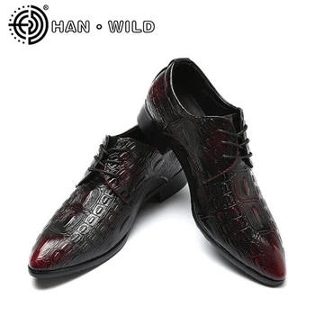 

Men Leather Oxfords Slip On Mens Wedding Dress Shoes Pointed Toe Business Flats Gentle Male Formal Shoes zapatos hombre