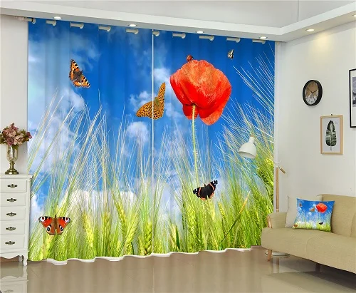 3D шторы с принтом бабочки и цветов, занавески для гостиной, спальни, офиса, отеля, дома, настенные гобелены, занавески на окна на заказ - Цвет: 5