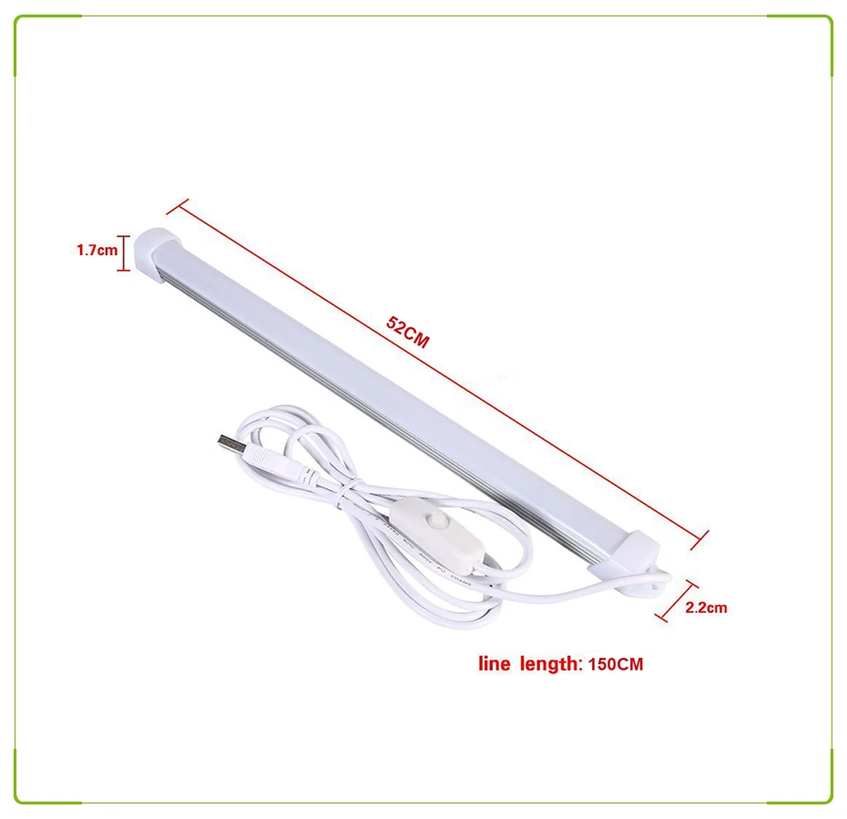 27/52 см USB светодиодный бар светильник DC5V жесткая Светодиодные ленты для Кухня Алюминий светильник рама под светодиодное освещение шкафа чтение светильник