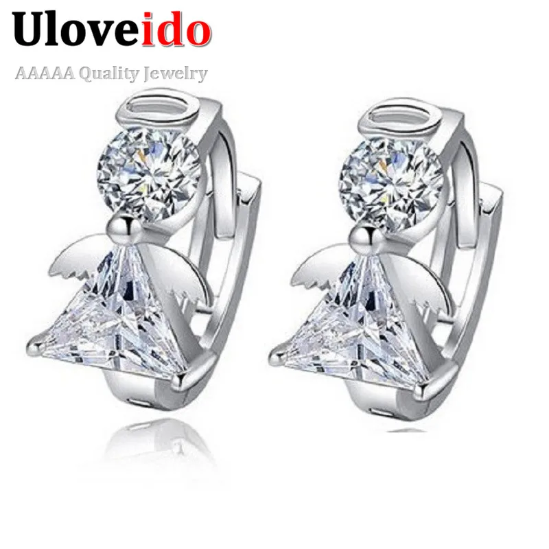 Uloveido Angel Stud Earring Earings Fashion Silver Color Crystal Earrings for Women Nickel Free Wholesale Jewelry Gifts DML51 Uloveido Angel Stud Earring Earings Fashion Silver Color Crystal Earrings for Women Nickel Free Wholesale Jewelry Gifts DML51
