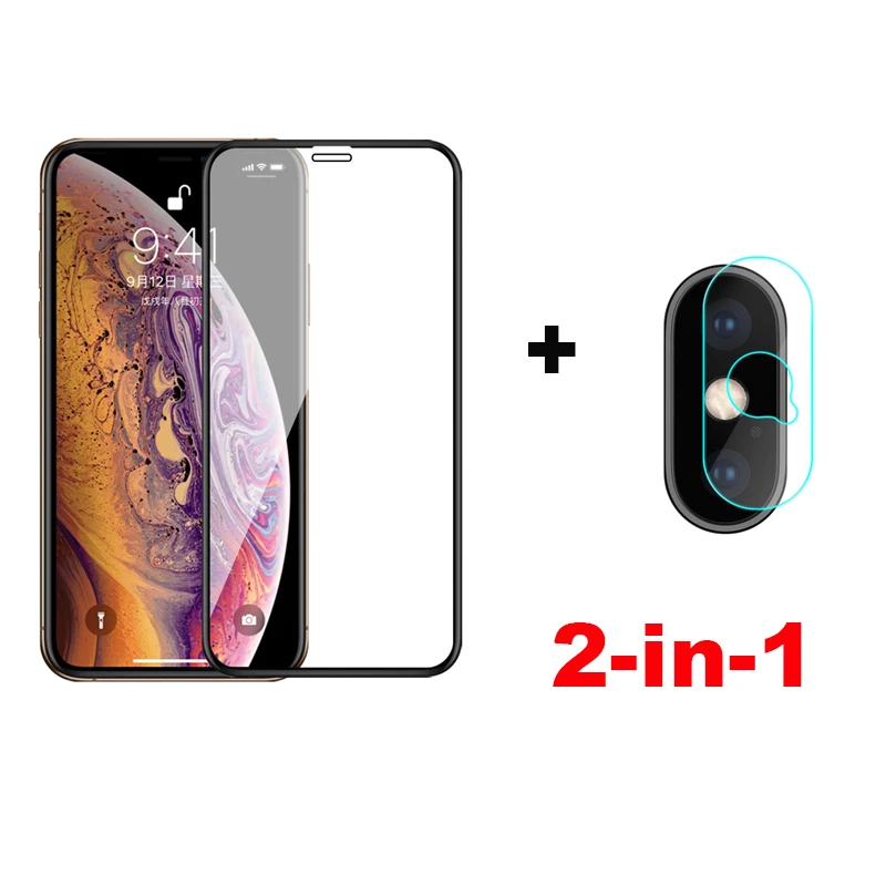 2-in-1 Camera Lens Glass For iPhone X Tempered Glass Screen Protector For iPhone XS Max Glass For iPhone XS XR protective Film