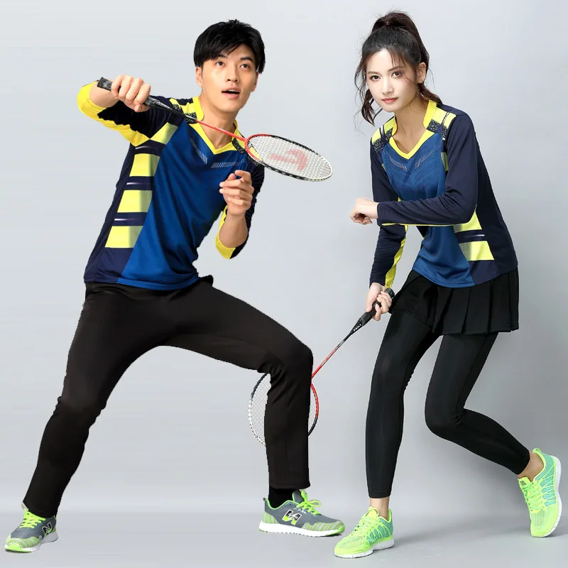 

Autumn and winter long-sleeved badminton wear men and women skirt pants suit quick-drying breathable large size tennis clothes