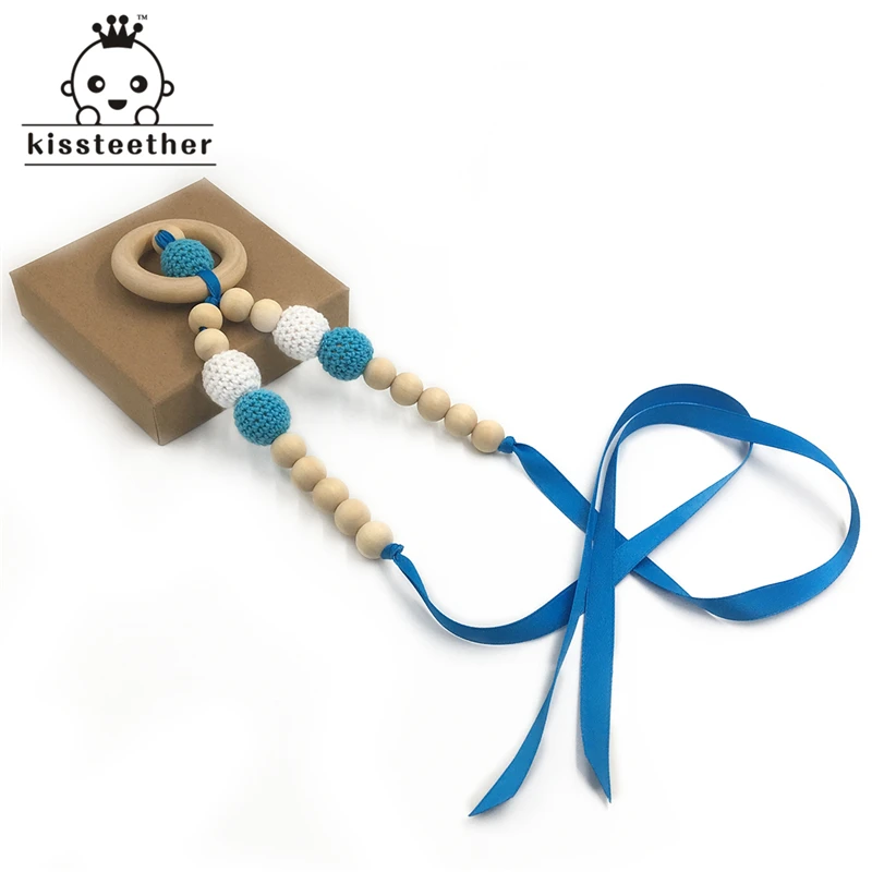 Baby Teether Necklace Safe Bright Ribbon Teether Necklace Organic