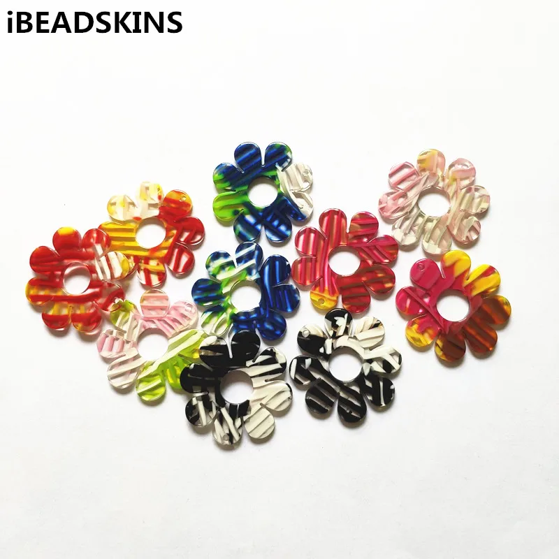 

New arrival! 31mm 50pcs acetic acid stripe flower-shape charm for Earring accessories,Earring parts,Jewelry Findings