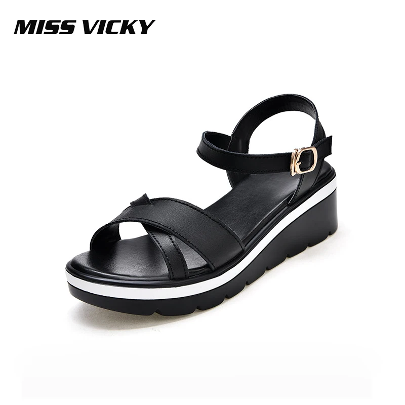 

2019 sandals summer female flat leather soft bottom sandals female students wedge casual shoes