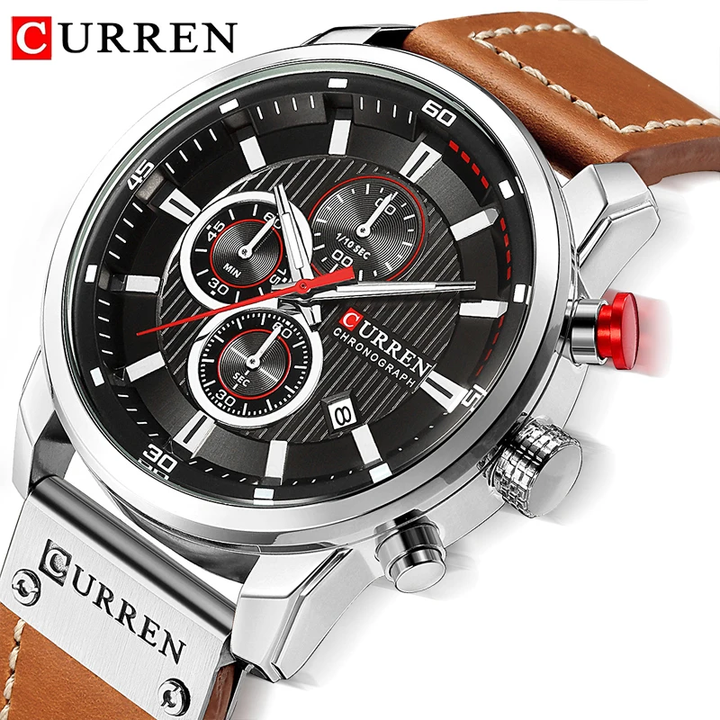 Reloj CURREN 8291 Watch Men Chronograph Mens Sport Watches Leather Military Quartz Watch Waterproof Male Clock Relogio Masculino curren 8331 man watch man sport watch