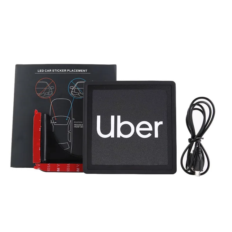 

Uber Car Sign LED Light Sign Bright Glowing Car Logo Removable USB Rechargeable Car Visible