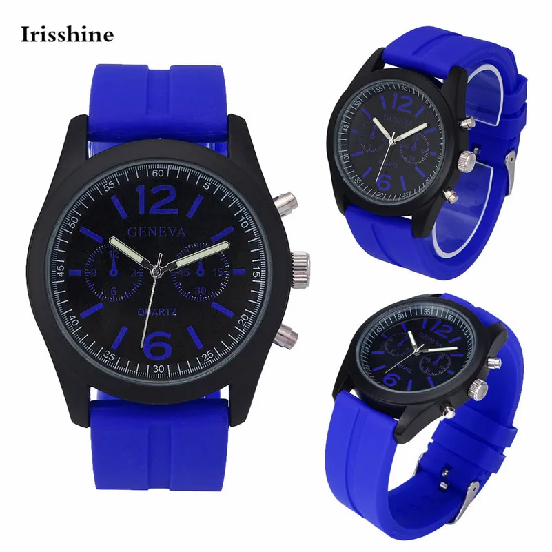 Irisshine i07 часы унисекс для пары для мужчин и женщин Высокое качество модные унисекс кожаный ремешок аналоговые кварцевые Vogue наручные часы - Цвет: Dark Blue