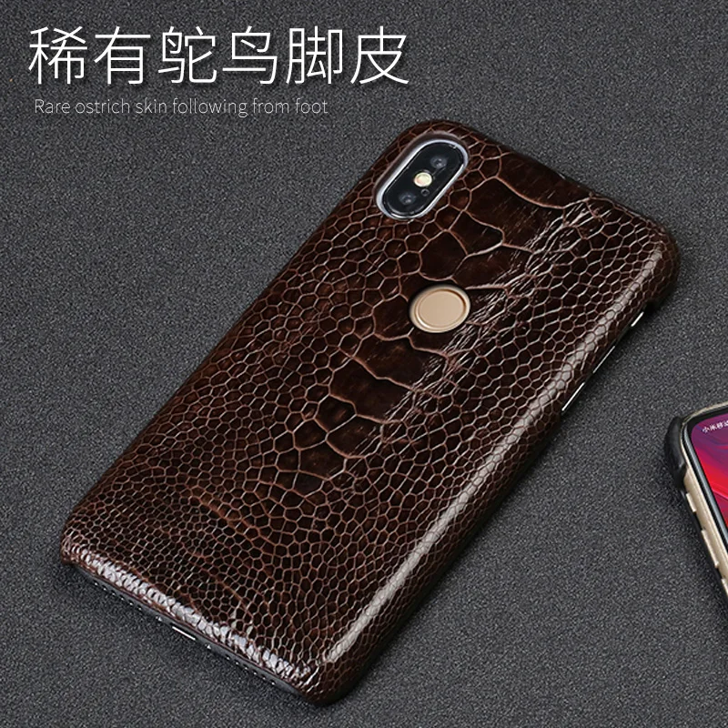 Case do Telefone para Xiao Case para o Vermelho pé de Avestruz Genuíno Pele a1 a2 Lite Max 2 X2s Nota 5 4 4×5 5a Mais Capa mi 6 8