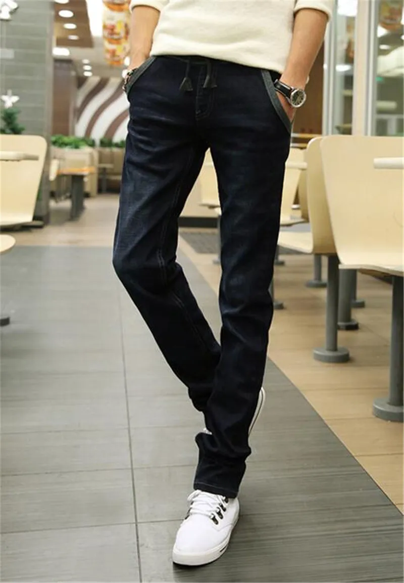 Новое поступление осенних джинсов мужские прямые Стрейчевые джинсы известного бренда высокого качества обычные Большие размеры темно-синие повседневные джинсы