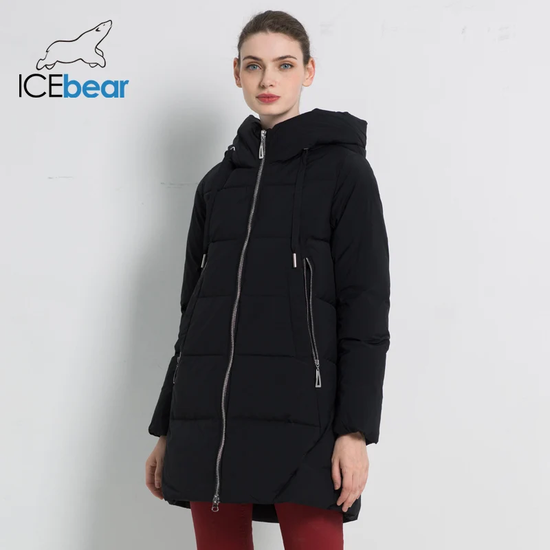 ICEbear New Winter Women's Jacket High Quality Long Coat Fashion Women's Clothing Brand Windproof Warm Jacket GWD18272I