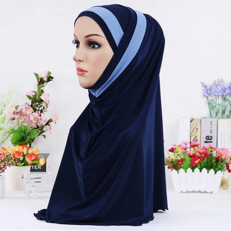 Мусульманский хиджаб тюрбан-Джерси Женский черный под шапочки с шарфами кость капот ниндзя хиджаб платок на голову полное покрытие