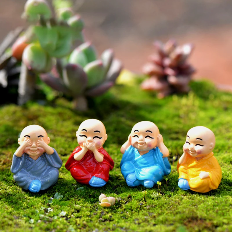 

4pcs/Set Mini buddha Figurines Miniature For Home Bonsai Decoration Micro Landscape Decor