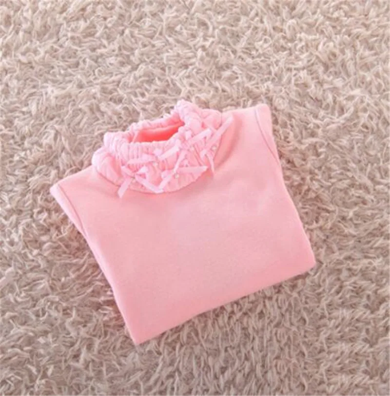 От 2 до 13 лет Школьная блузка для девочек детские рубашки топы и блузки для девочек-подростков с длинными рукавами и высоким воротником плотная одежда на зиму и весну, AA2568 - Цвет: Розовый
