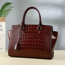 Genuine Leather Women Totes Alligator Handbags Shoulder Bags Large Capacity Women Messenger Bags Crossbody Bags Bolsa Feminina цена Genuine Leather Women Totes Alligator Handbags Shoulder Bags Large Capacity Women Messenger Bags Crossbody Bags Bolsa Feminina цены онлайн