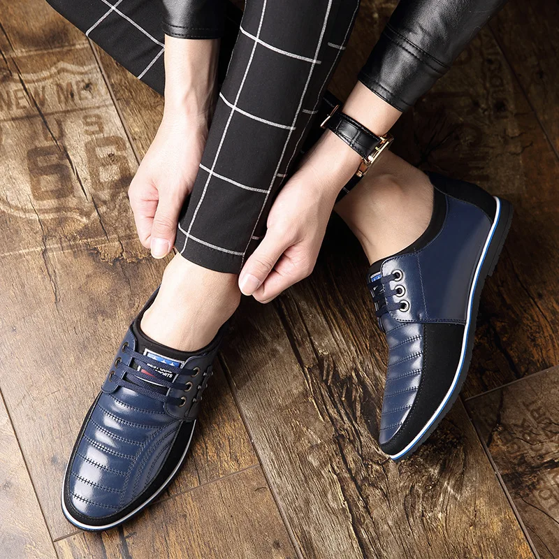 2019 Men's Shoes Size 37-44 Male Flats High Quality Hollow Casual Shoes Soft Moccasins Shoes Brand Luxury High Increase Shoes
