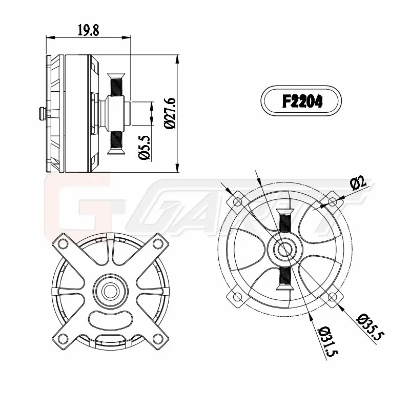 GARTT F 2204 1500KV бесщеточный двигатель для KT F3P RC самолет с фиксированным крылом