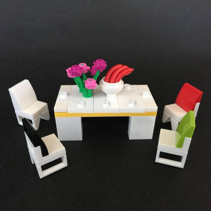 Single LegoINGlys Table Chair Sofa Block MOC Accessories for Home Bricks DIY Building Blocks Furniture DIY Toys For Children (4)