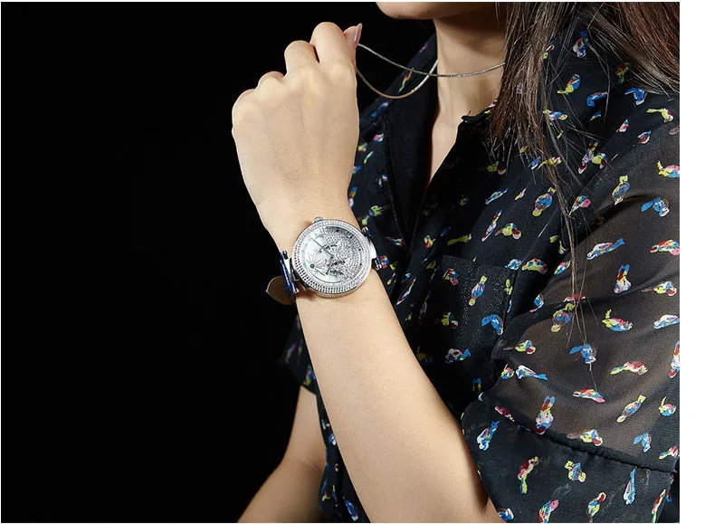 Женские часы с милыми леопардами, украшенные кристаллами, новые дизайнерские импортные кварцевые наручные часы, большие размеры, Montre Femme WA146
