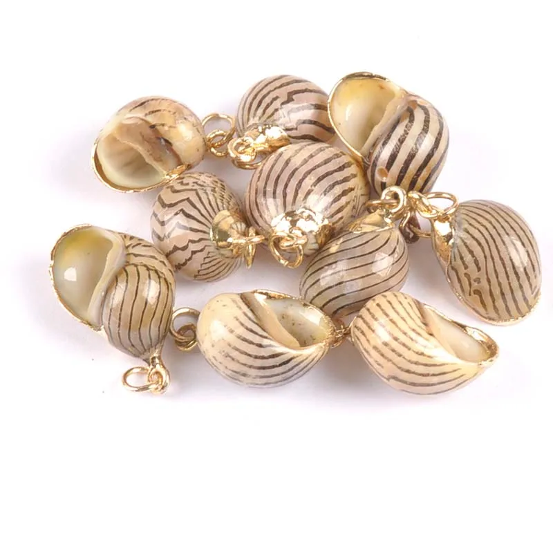 15-20 мм Подвески в виде ракушек с узором из Конча и натуральной полосы розового