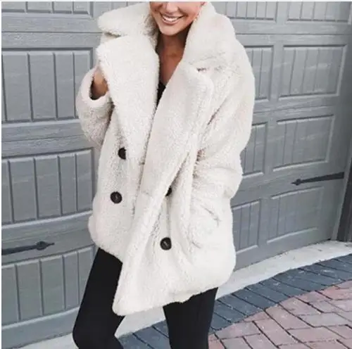 Najtaniej 2019 zima Faux Fur miś płaszcz kurtka kobiety moda otwórz Stitch z kapturem płaszcz kobieta z długim rękawem puchata kurtka płaszcz