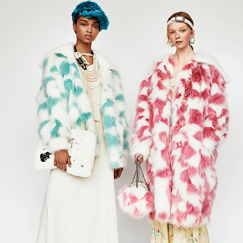 long Fourrure Femmes Fausse Renard short green Chaud Extra 2018 short Hiver Longue Rose Pink Manteaux Moelleux De green long Veste Blanc Épaissir Pardessus Manteau Chaude pink wX407IxX