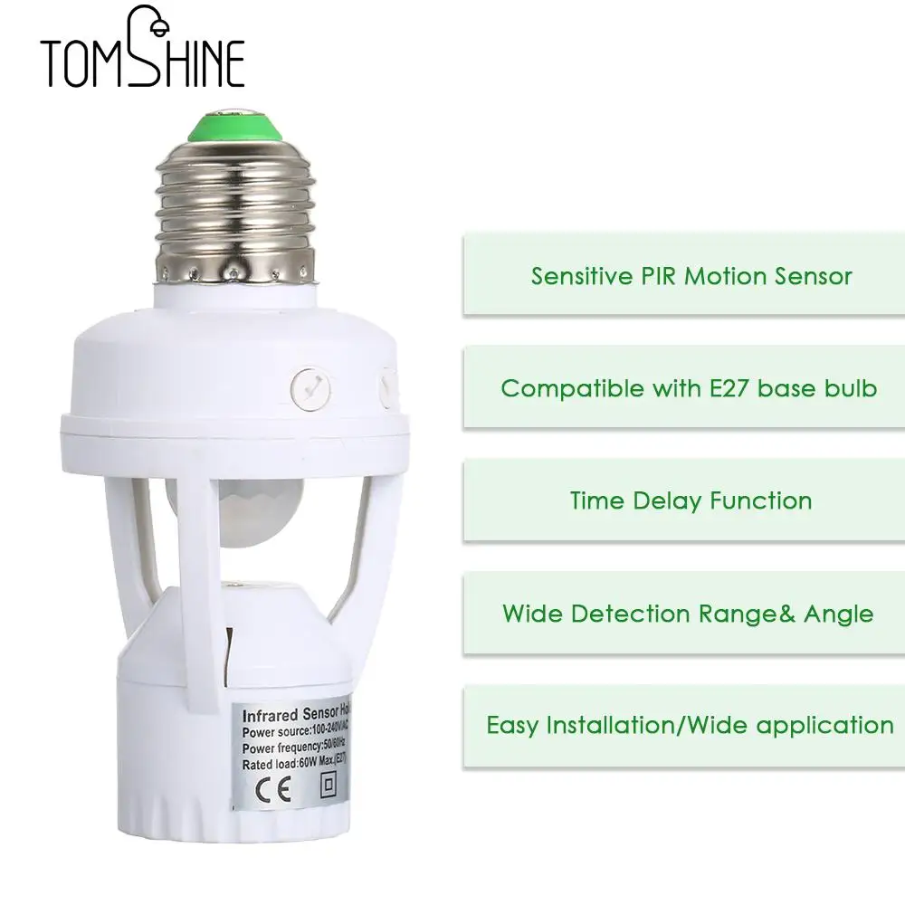 PIR датчик движения E27 светодиодный светильник лампа база гнездо инфракрасный автоматический держатель лампы переключатель для комнаты гаража ванной прохода лестницы