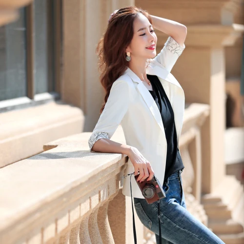 Low Price 2019 Spring Autumn Fashion Women Pink Professional Suit New Style One Button Pure Color Work Wear Female Simple Temperament Tops