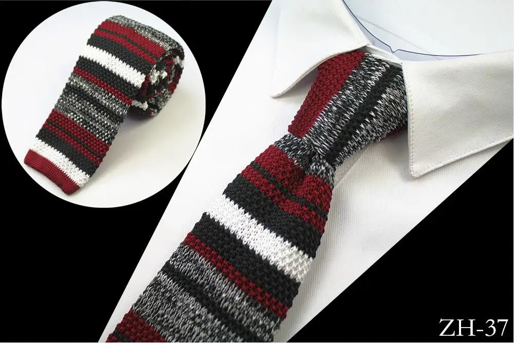RBOCOTT мужские вязаные галстуки 5,5 см Модный тонкий вязаный галстук для мужчин аксессуары Повседневный галстук-бабочки для худых для вечерние красочные корбаты - Цвет: 37