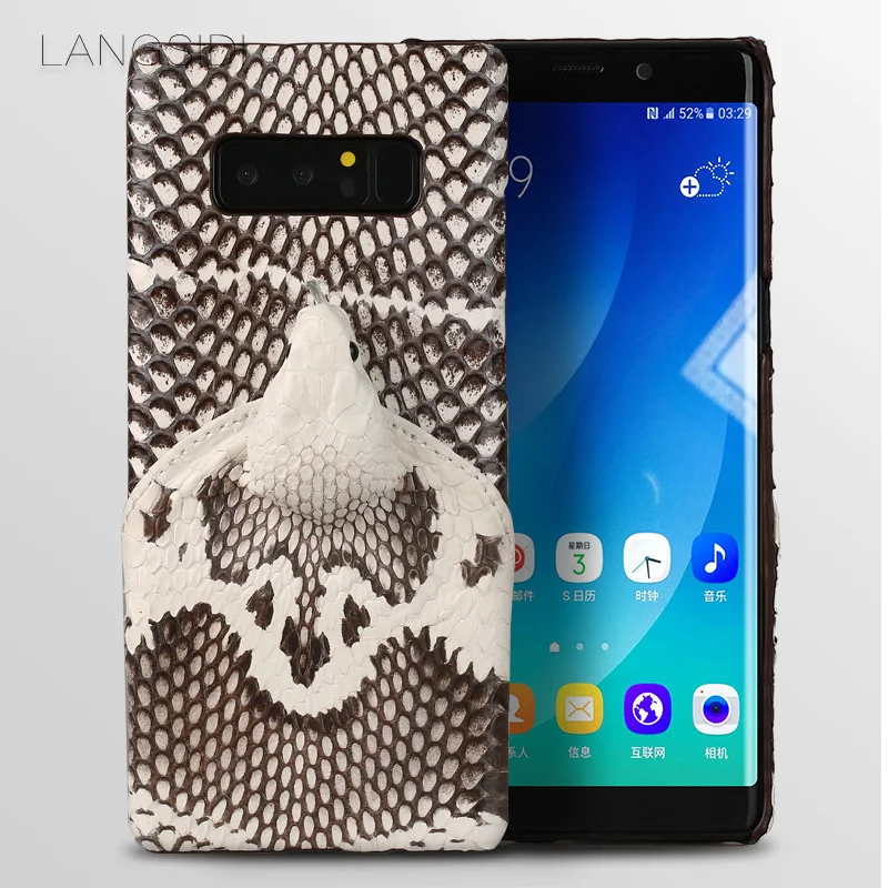 

LANGSIDI brand phone case real snake head back cover phone shell For Samsung Galaxy Note 8 full manual custom processing