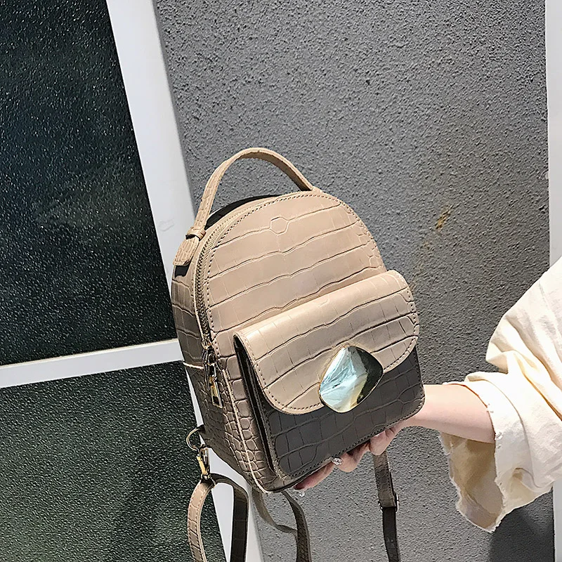 

2019 Fashion Women alligator leather Backpack Mini Soft Touch Multi-Function Small Backpack Female Ladies Shoulder Bag female