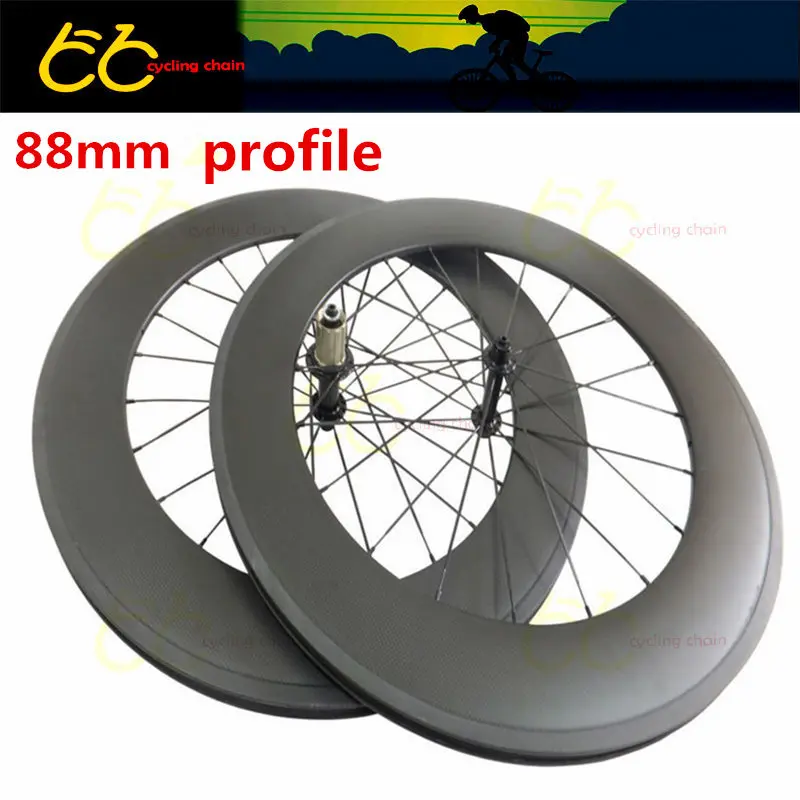 

25MM wide 88mm profile 700C road carbon bicycle wheels with powerway R51 hub