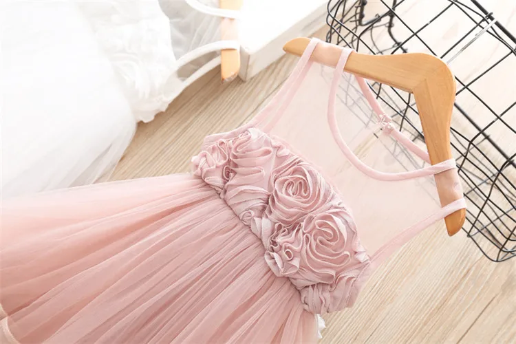 Fanfiluca Baby Girl Clothes Sleeveless Summer Mesh Kids Dresses For Girls Pink Princess Dress Baby Girls Lace Tutu Dress Fashion4