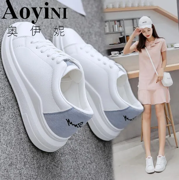 

2019 Spring New Designer Wedges White Shoes Female Platform Sneakers Women Tenis Feminino Casual Woman Zapatos De Mujer