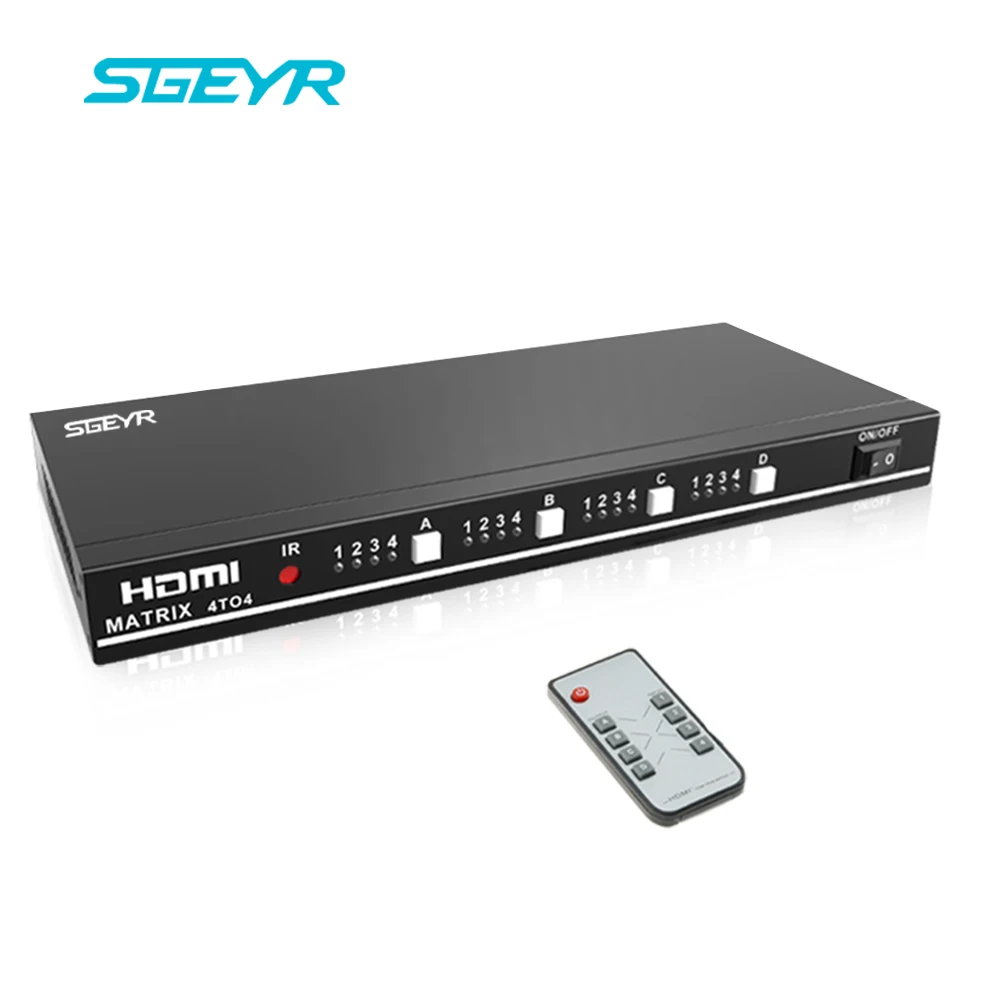 SGEYR HDMI матрица 4x4 переключатель сплиттер 4 входа выхода с ИК-пультом