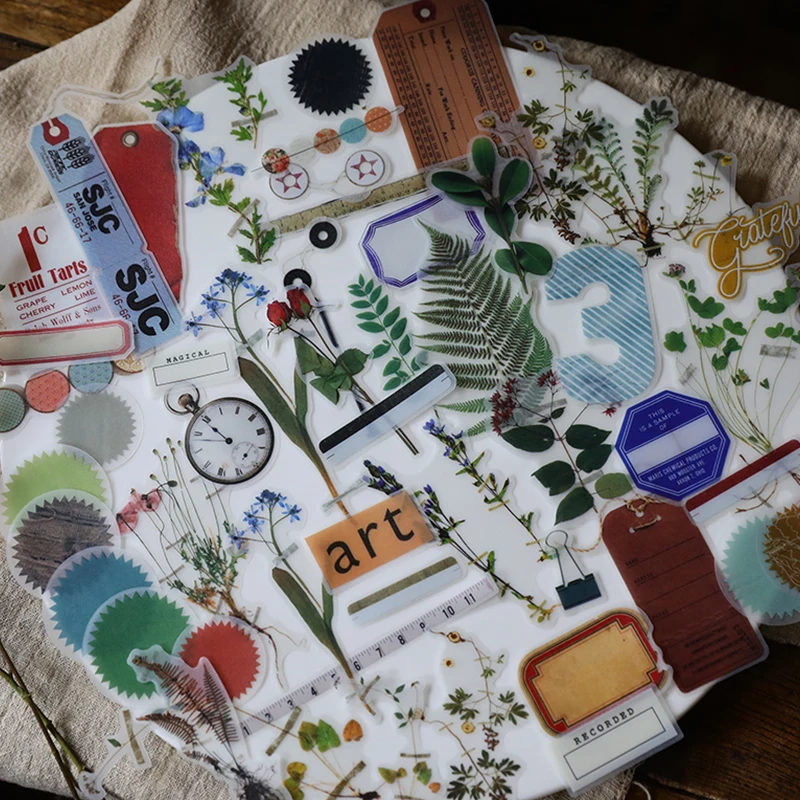 

75PCS/bag DIY Scrapbooking Stickers Vintage Large Size Botanist Series Album Journal Project Happy Planner Decoration Stickers