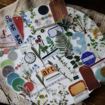 

75PCS/bag DIY Scrapbooking Stickers Vintage Large Size Botanist Series Album Journal Project Happy Planner Decoration Stickers