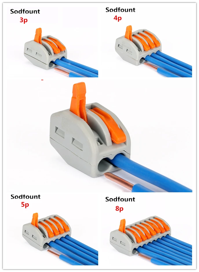 

Wago Type 100pcs 222-412(PCT212)/213/214 Universal Compact Wire Wiring Connector Conductor Terminal Block With Lever 0.08-2.5mm2
