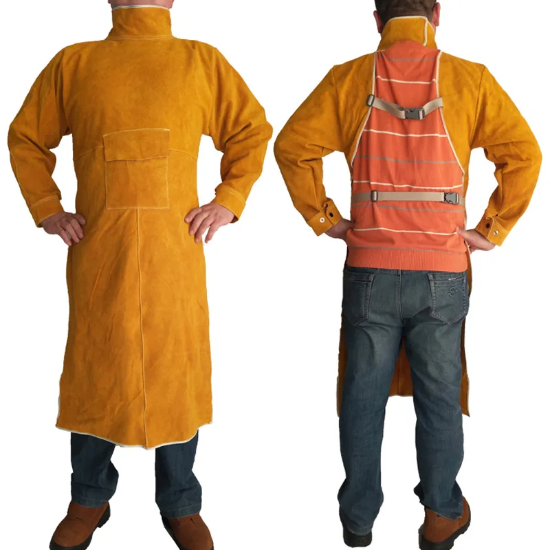 Welding Apron Flame Retardant Long Sleeve Welder Hign Temperature Protective Clothing Durable Fireproof Wear-resistant Aprons Welding Apron Flame Retardant Long Sleeve Welder Hign Temperature Protective Clothing Durable Fireproof Wear-resistant Aprons