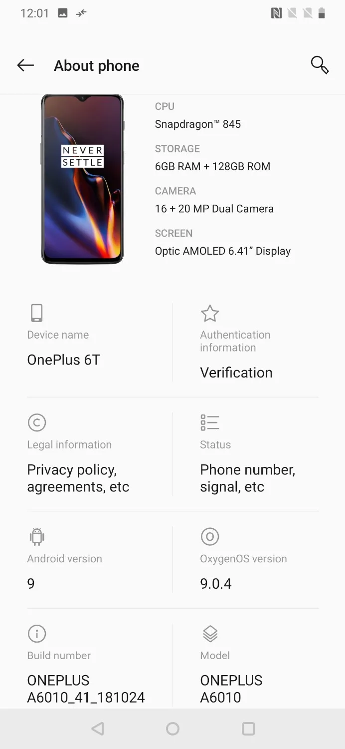 الأصلي Oneplus 6T الهاتف المحمول 6/8 GB RAM 128/256 GB ROM أنف العجل 845 الثماني النواة 6.41\ الأصلي Oneplus 6T الهاتف المحمول 6/8 GB RAM 128/256 GB ROM أنف العجل 845 الثماني النواة 6.41\